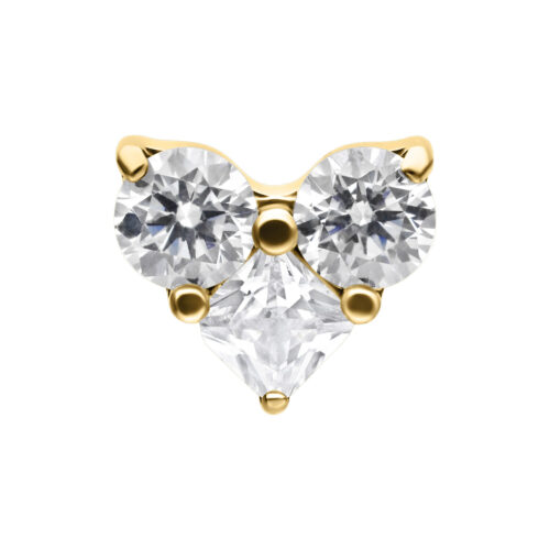 Push Fit Crystal Heart Attachment - Golden Metal