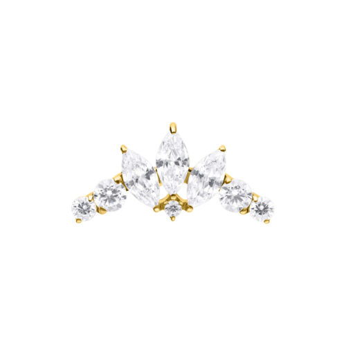 Push Fit Crystal Tiara Bow Attachment - Golden Metal