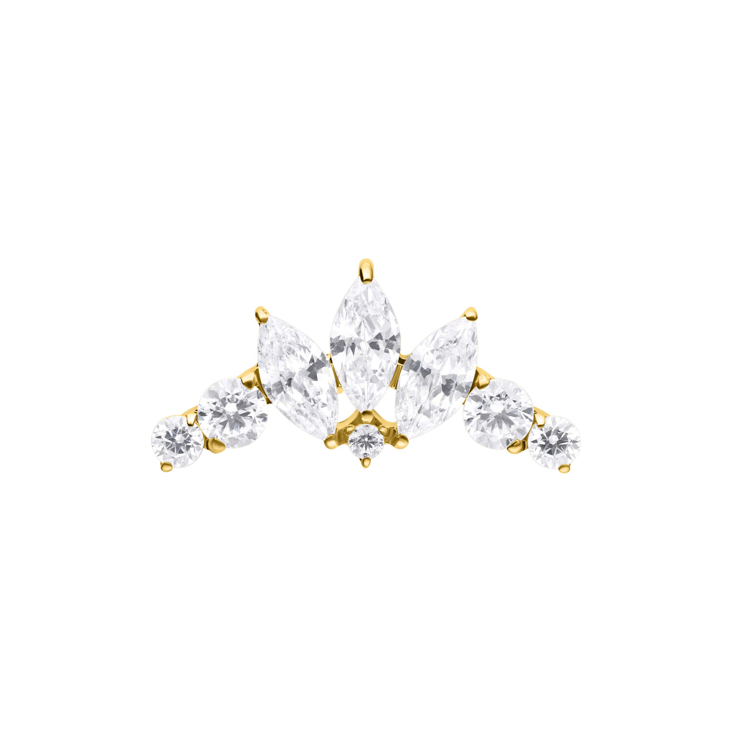 Push Fit Crystal Tiara Bow Attachment - Golden Metal
