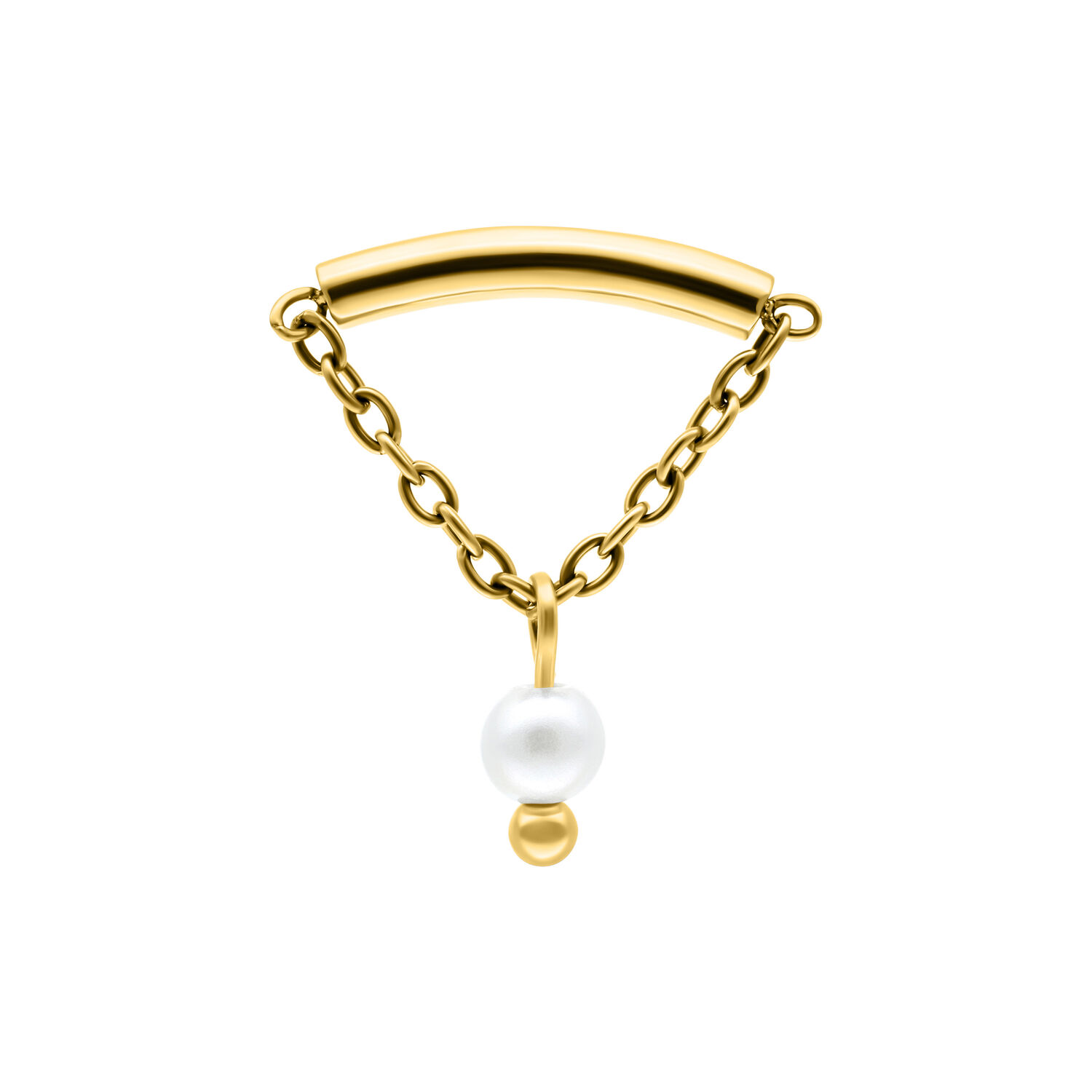 Synthetic Pearl Hidden Helix Push Fit Attachment - Golden Metal