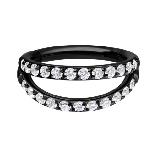 Double Row Crystal Clicker - Black Metal