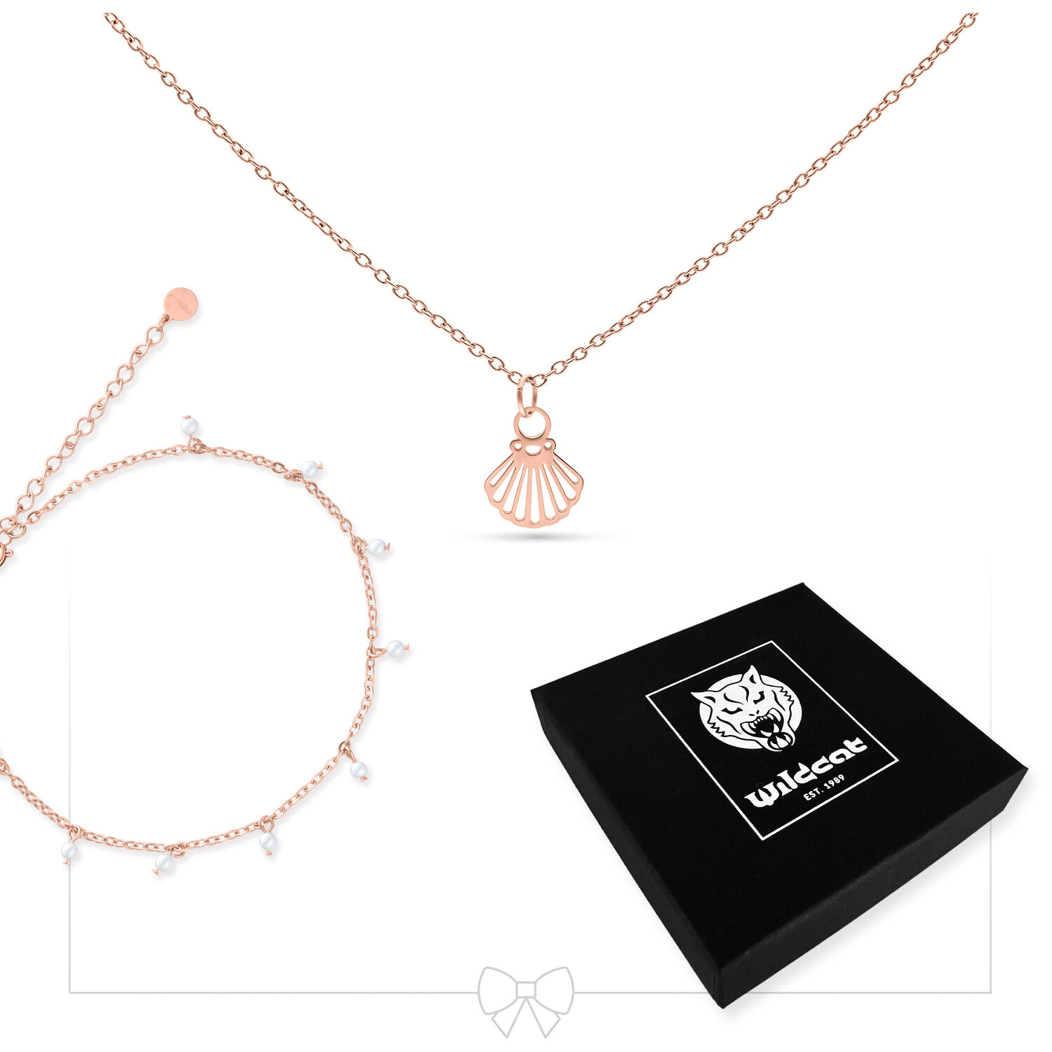 Little Shell Necklace with Anklet Set - Rosegold
