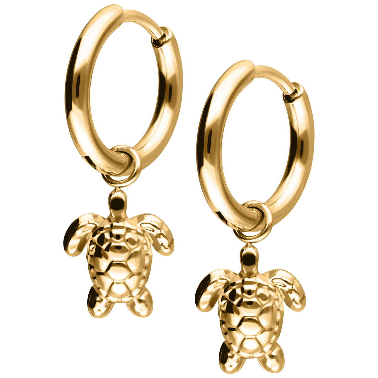 Little Turtle Hoops Pair - Golden Metal