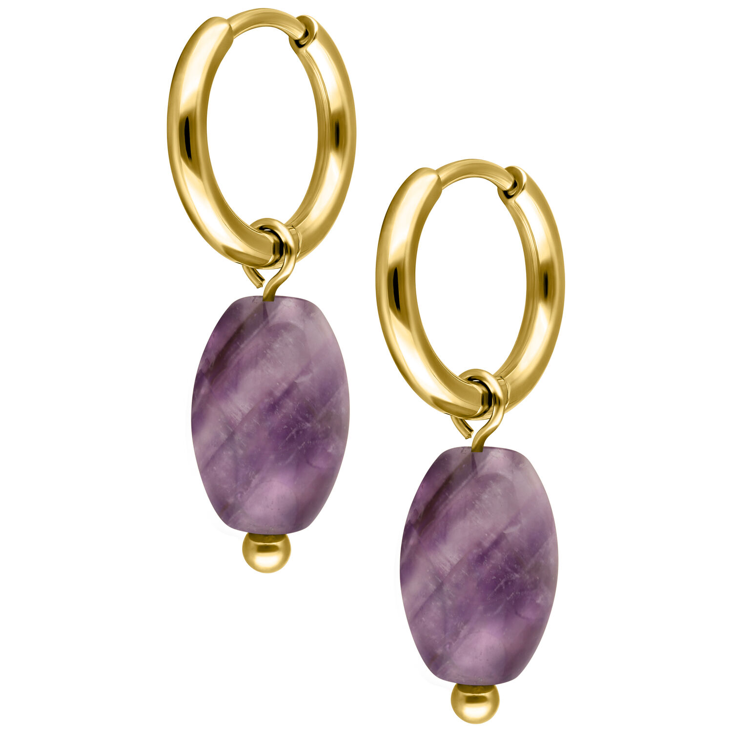 Little Gemstone Drop Hoops (Pair)