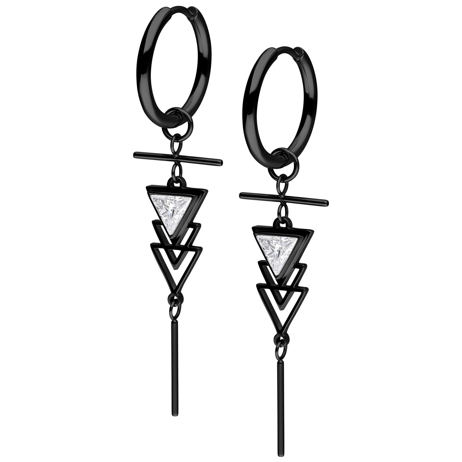 Little Artdeco Hoops Pair - Black Metal