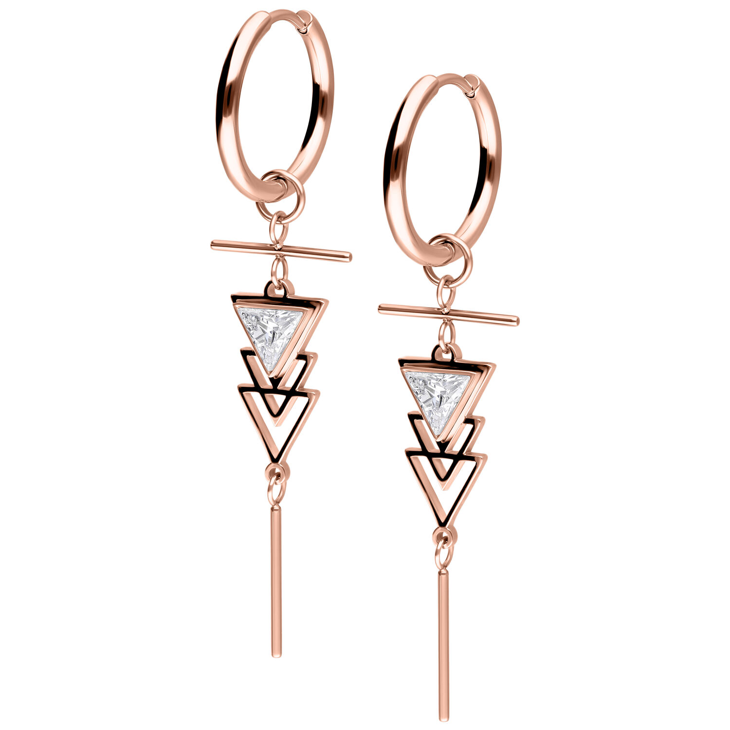 Little Artdeco Hoops Pair - Rosegold