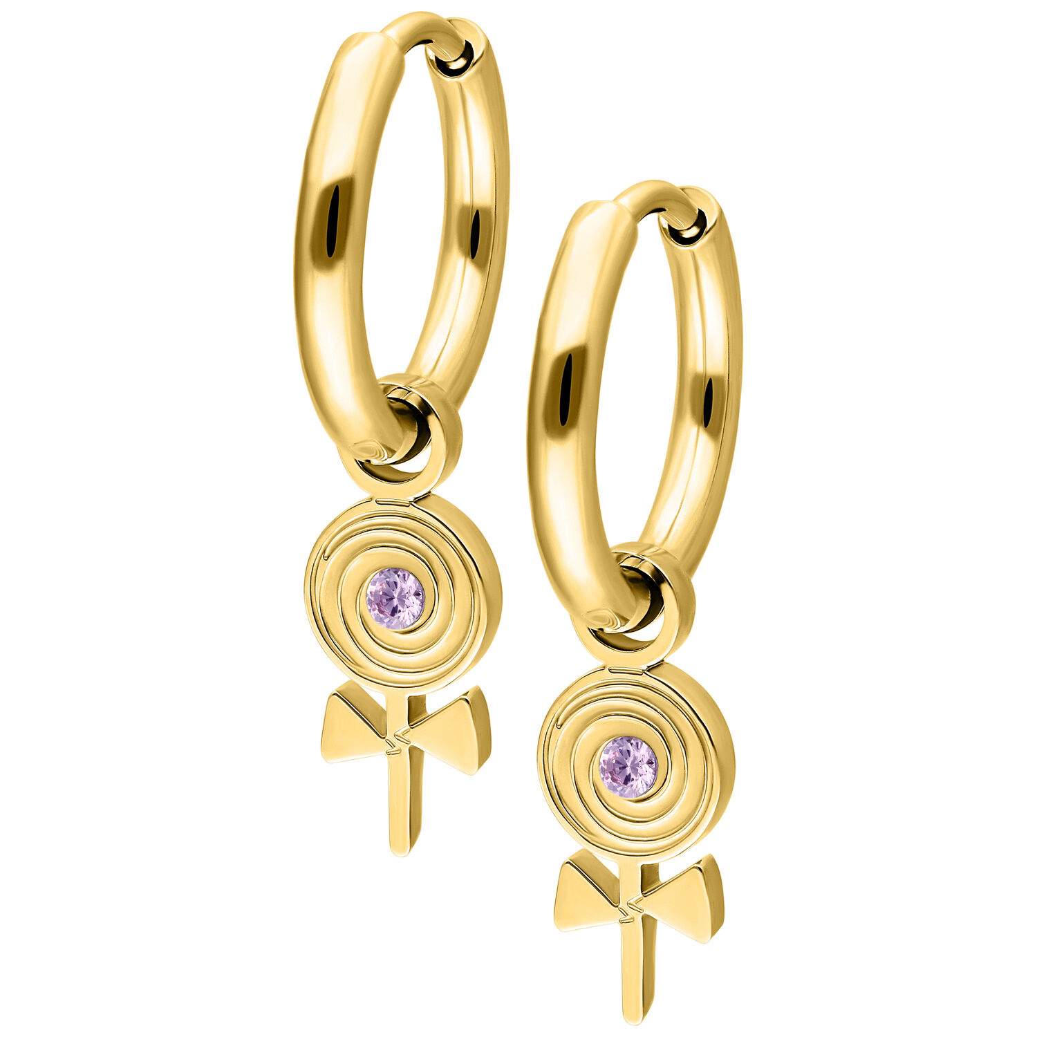 Mini Lollipop Hoops Pair - Golden Metal