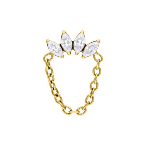 Push Fit Crystal Crown Chain Attachment - Golden Metal