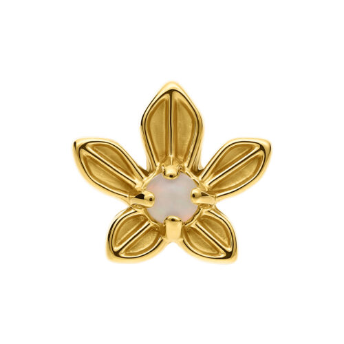 Push Fit Jasmin Blossom With Synthetic Opal Attachment - Golden Metal
