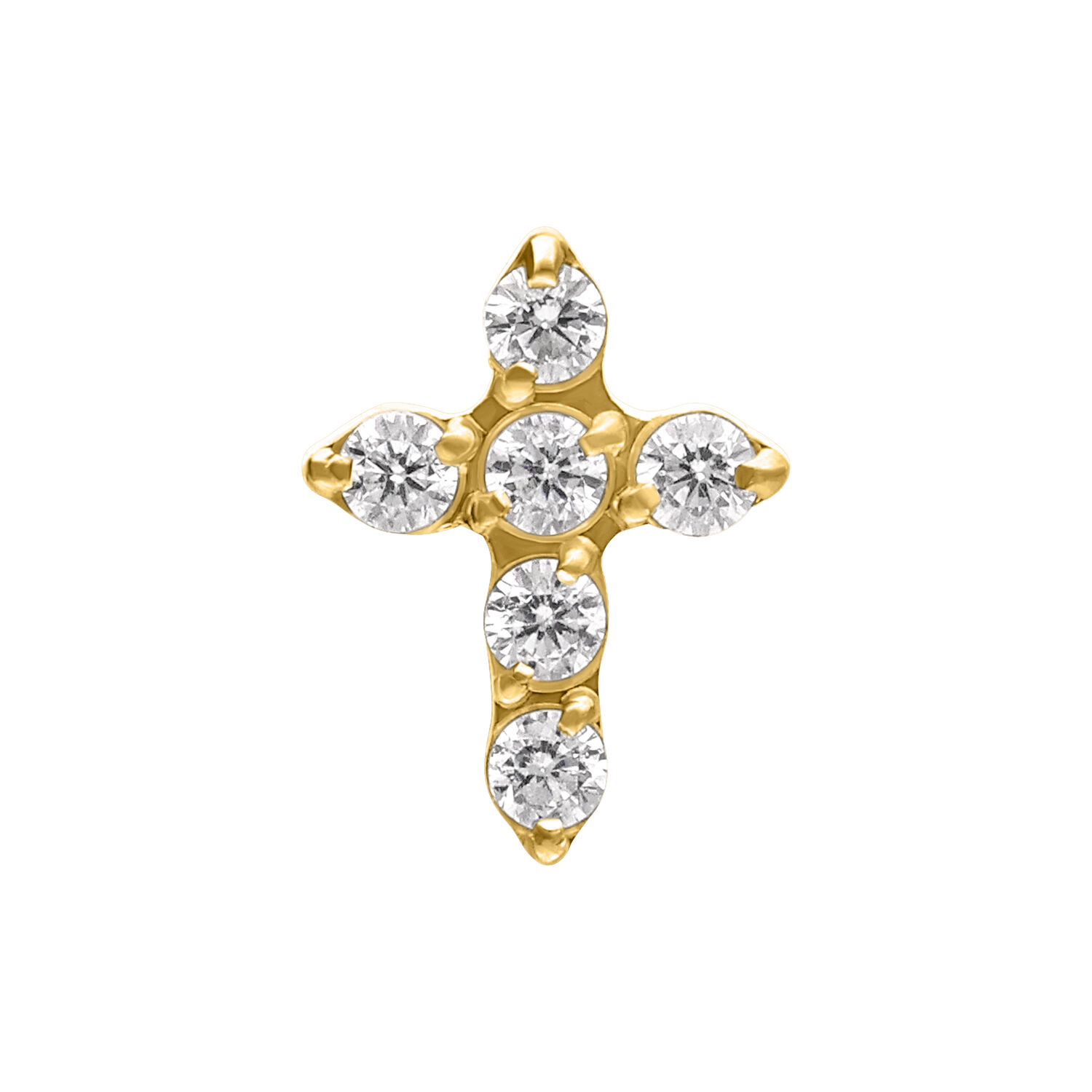 Push Fit Little Crystal Cross Attachment - Golden Metal