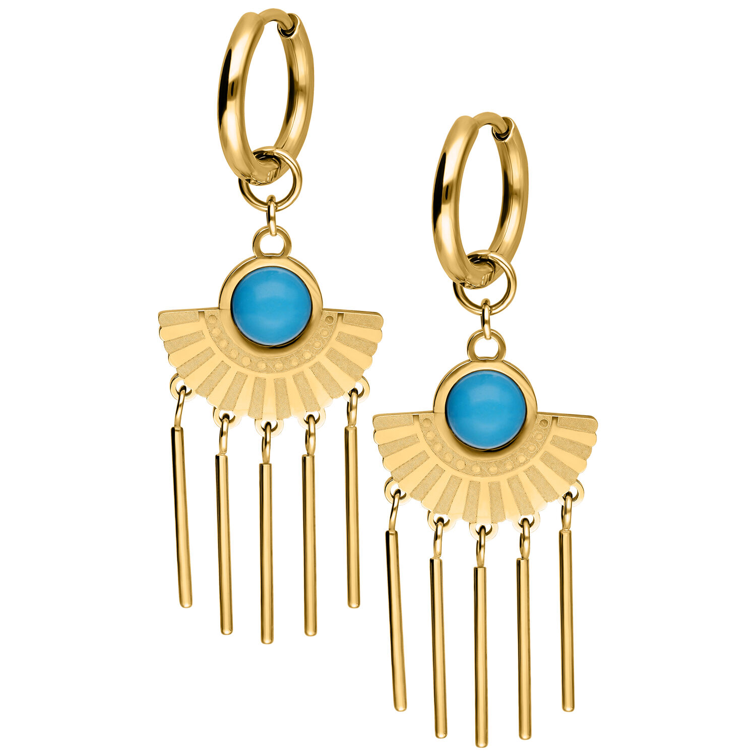 Little Turquoise Hoops Pair - Golden Metal