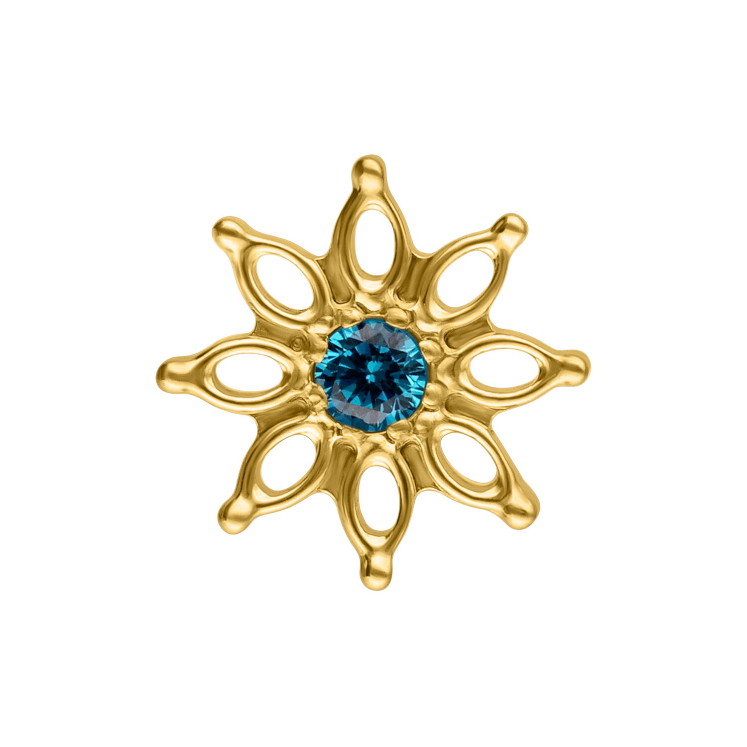 Push Fit Turquoise Crystal Aqua Bloom Attachment - Golden Metal