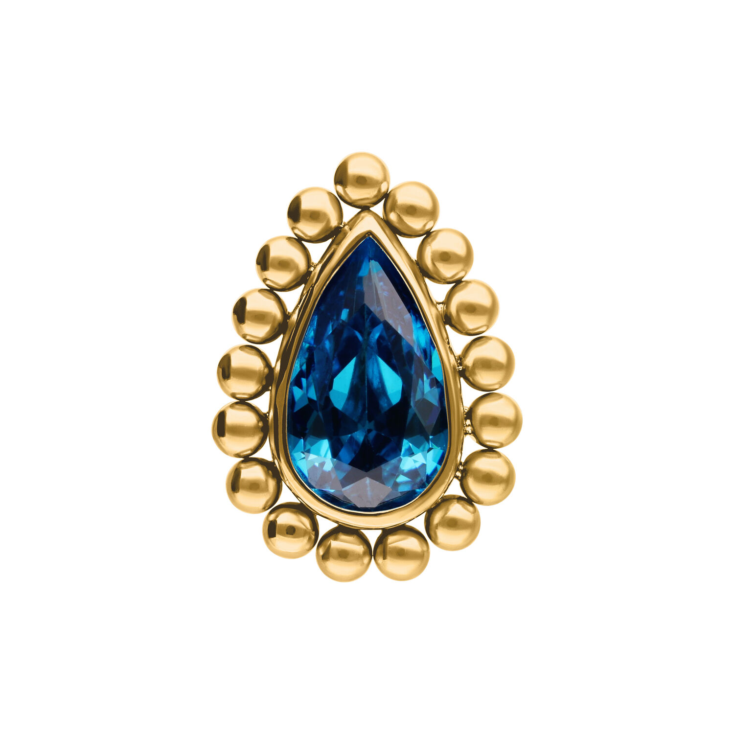 Titan Zirconline® - Push Fit Turquoise Crystal Azure Drop Attachment - Golden Metal