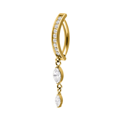 Belly Arch Clicker with Oval Crystal Pendant
