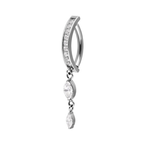 Belly Arch Clicker with Oval Crystal Pendant
