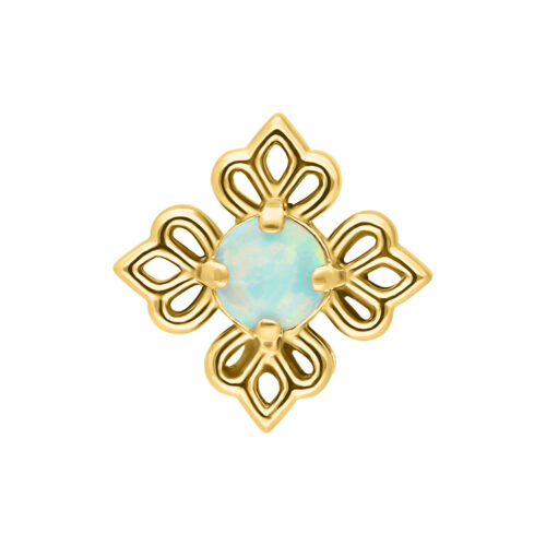 Push Fit Synthetic Opal Flower Ornament Attachment - Golden Metal