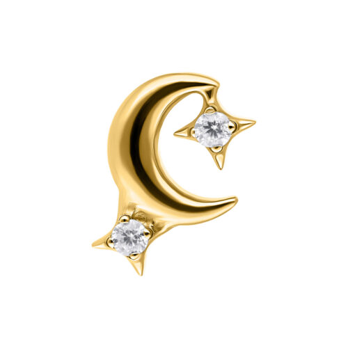 Push Fit Moon with Crystal Attachment - Golden Metal