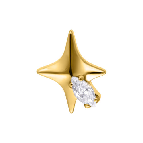 Push Fit Star with Crystal Attachment - Golden Metal