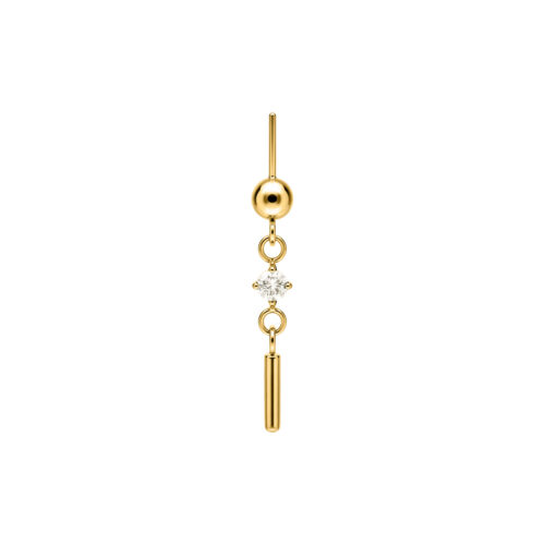 Round Crystal with Bar Rook Push Fit Attachment - Golden Metal