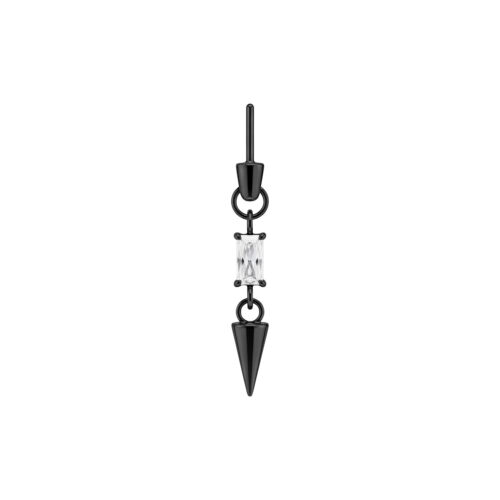 Baguette Crystal with Spike Rook Push Fit Attachment - Black Metal