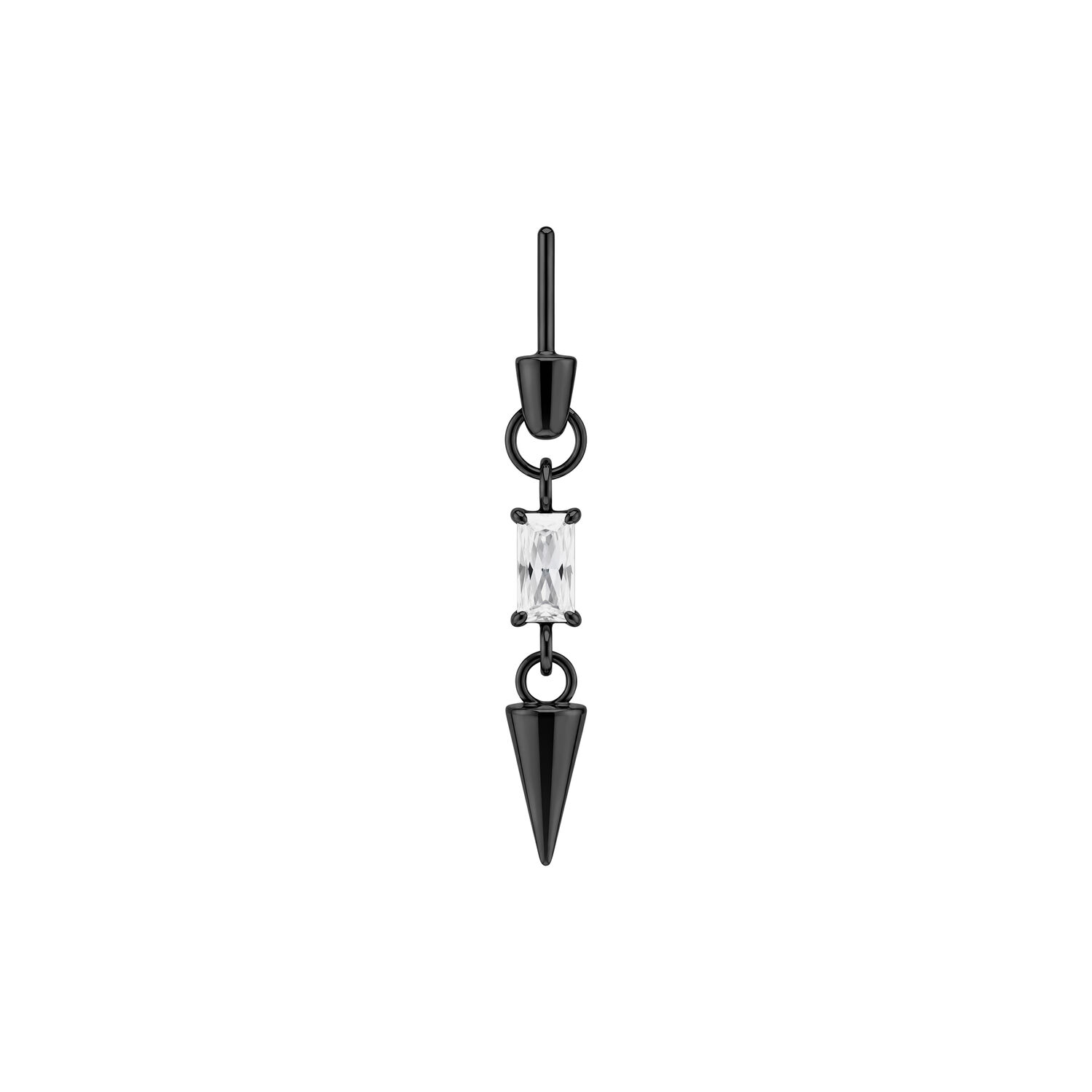 Baguette Crystal with Spike Rook Push Fit Attachment - Black Metal