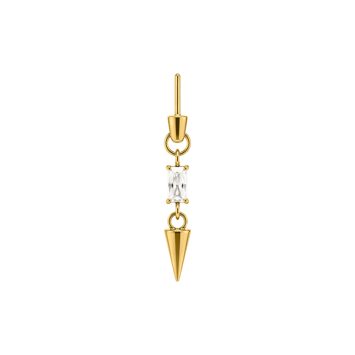 Baguette Crystal with Spike Rook Push Fit Attachment - Golden Metal