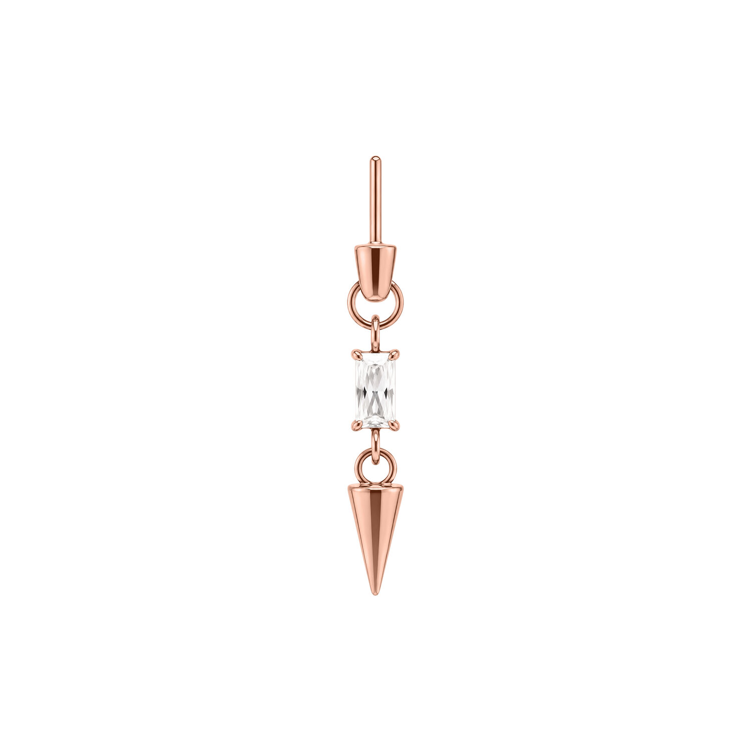 Baguette Crystal with Spike Rook Push Fit Attachment - Rosegold