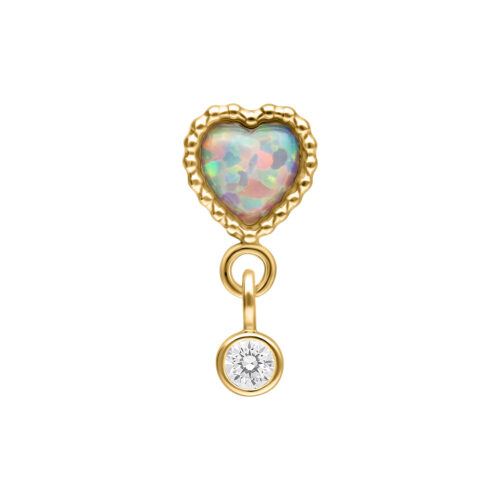 Push Fit Opal Heart Attachment - Golden Metal