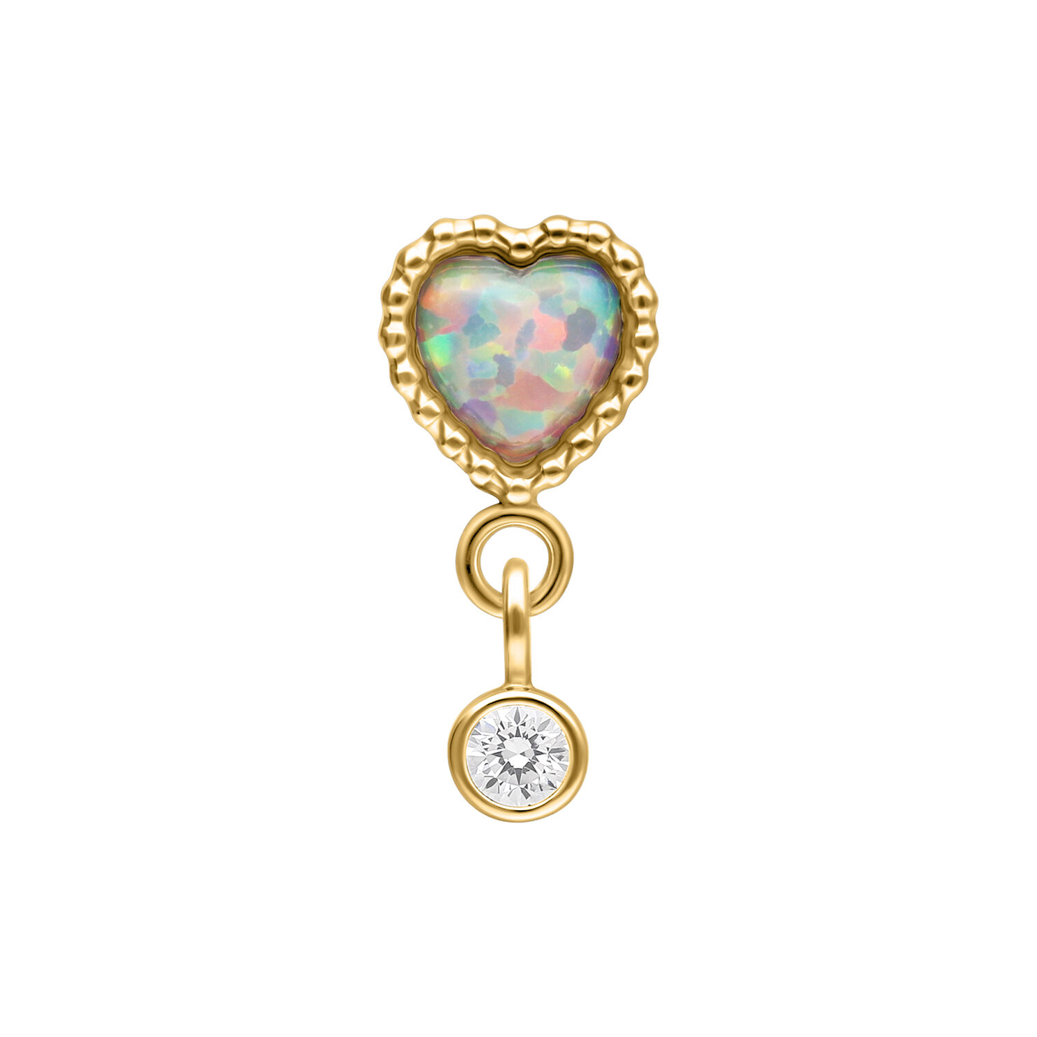 Push Fit Opal Heart Attachment - Golden Metal