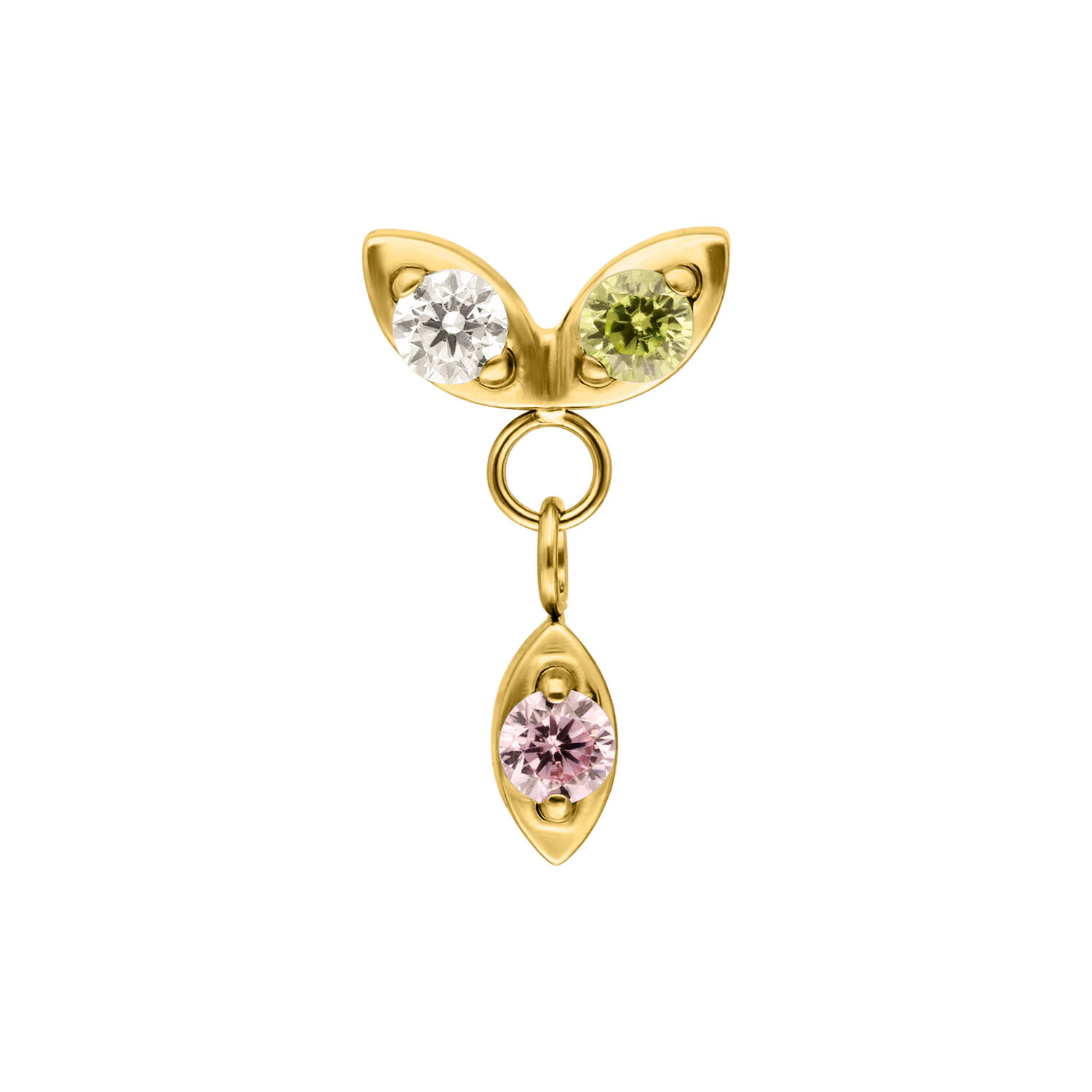 Push Fit Peridot Blush Drop Attachment - Golden Metal