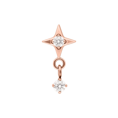 Push Fit Star with Dangling Crystal Attachment - Rosegold