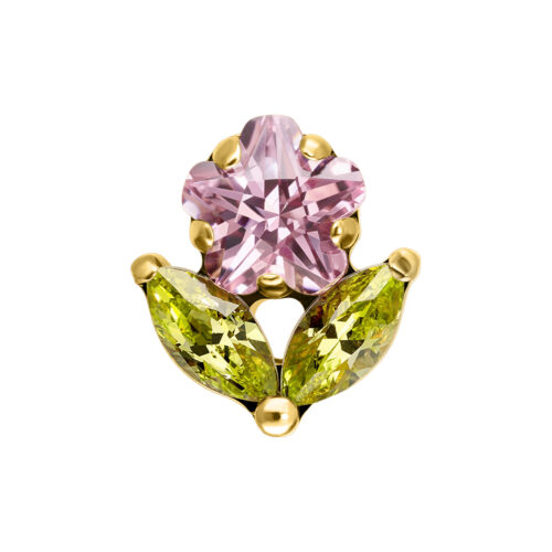 Push Fit Peridot Blush Flower Attachment - Golden Metal