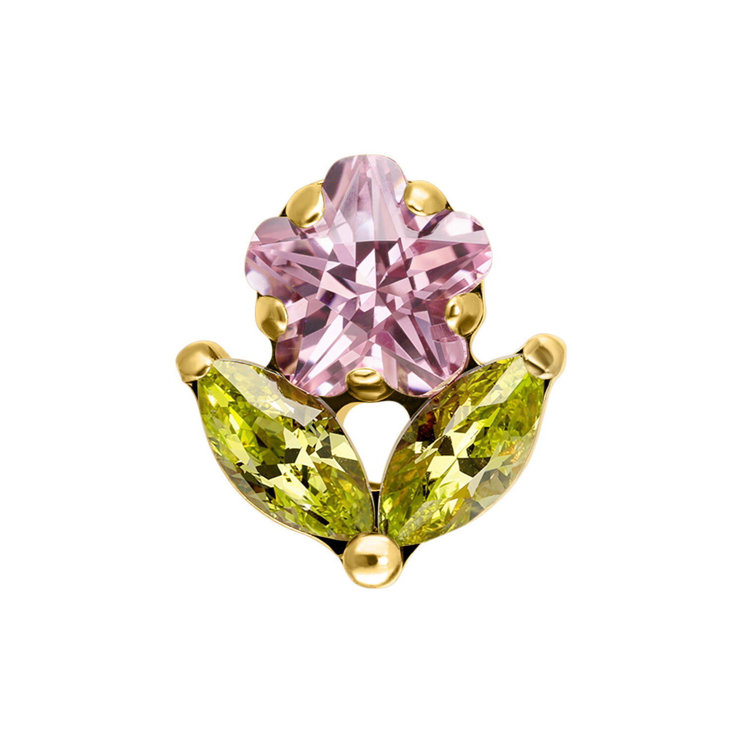 Push Fit Peridot Blush Flower Attachment - Golden Metal